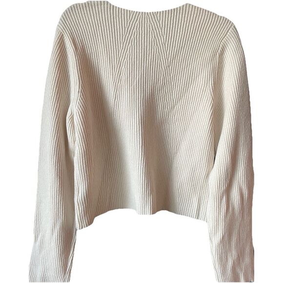 New Rag & Bone Nancy  Cardigan Ivory  Wool-Blend Ribbed Knit Size Large - Picture 6 of 6